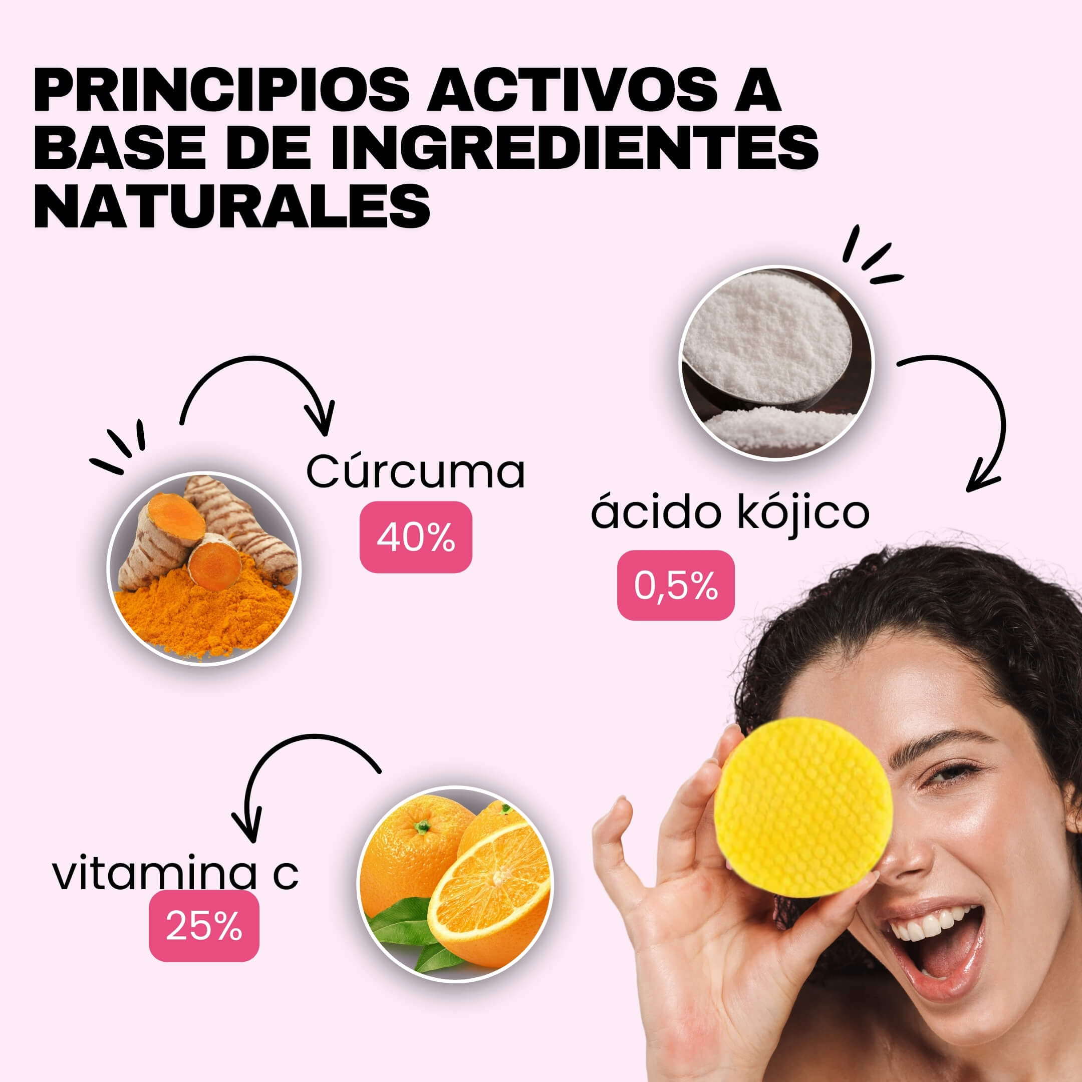 Almohadillas naturales antimanchas con cúrcuma y ácido kójico - 40 almohadillas